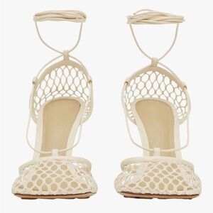 Olomisa Mesh Heels for Women - Wrap-up Heels with Square Toe & Strappy Fishnet